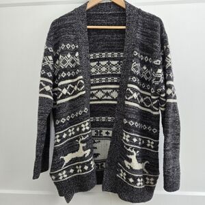 Cardigan Womens Sweater Grey And White, Please Look At Pics For Size, No Tag